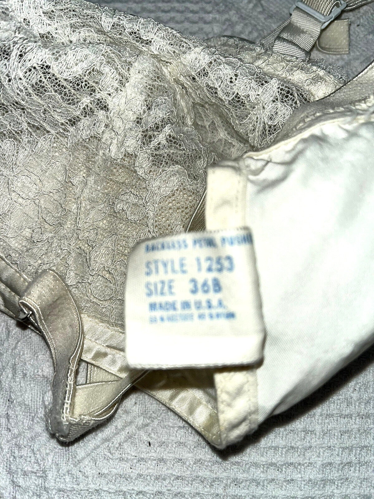 Vtg 50’s Bra Circle Stitch Hollywood Vassarette Backless Petal Pusher White 36B