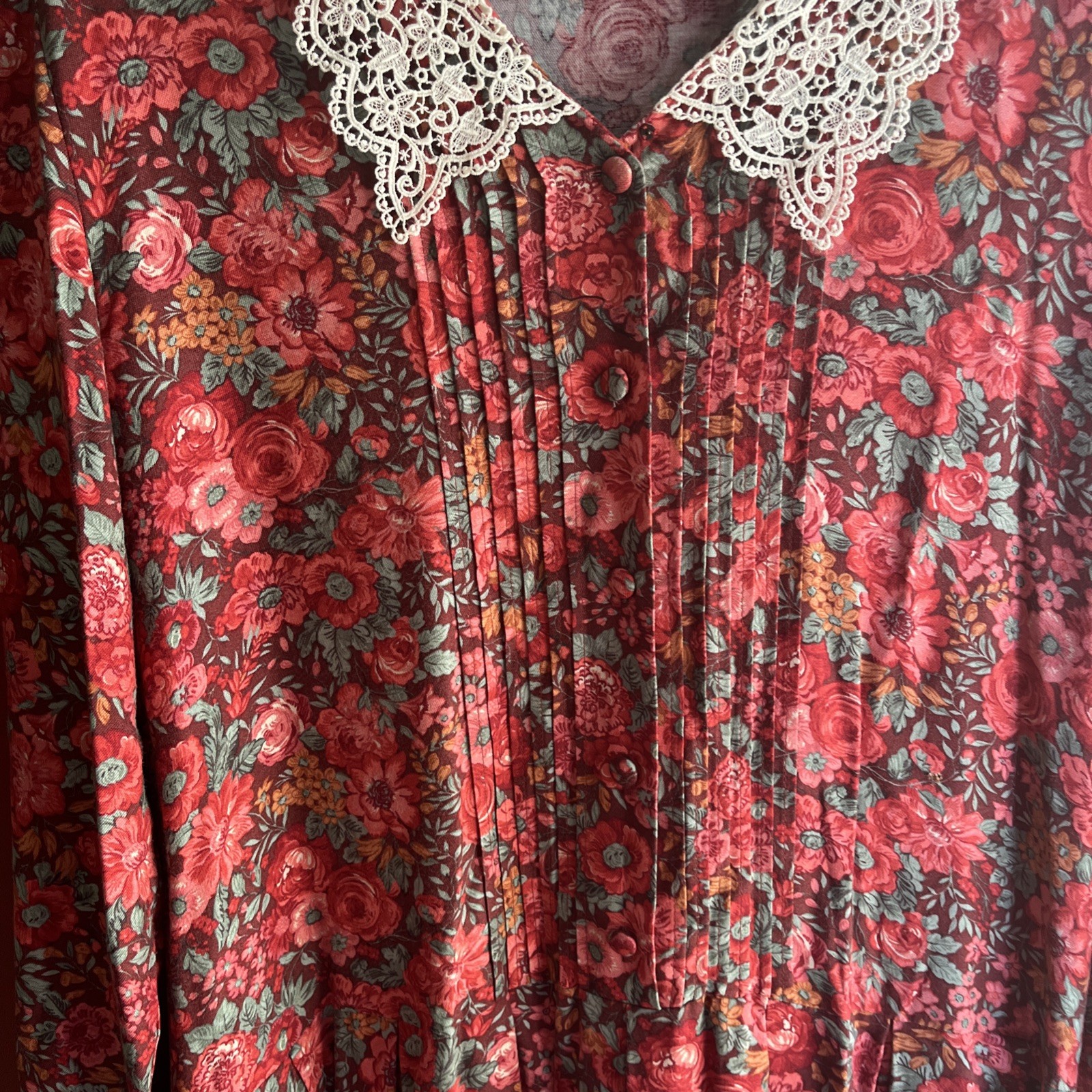 Laura Ashley 80’s GB Cottagecore Prairie Vintage Viscose Lace Collar Dress US12