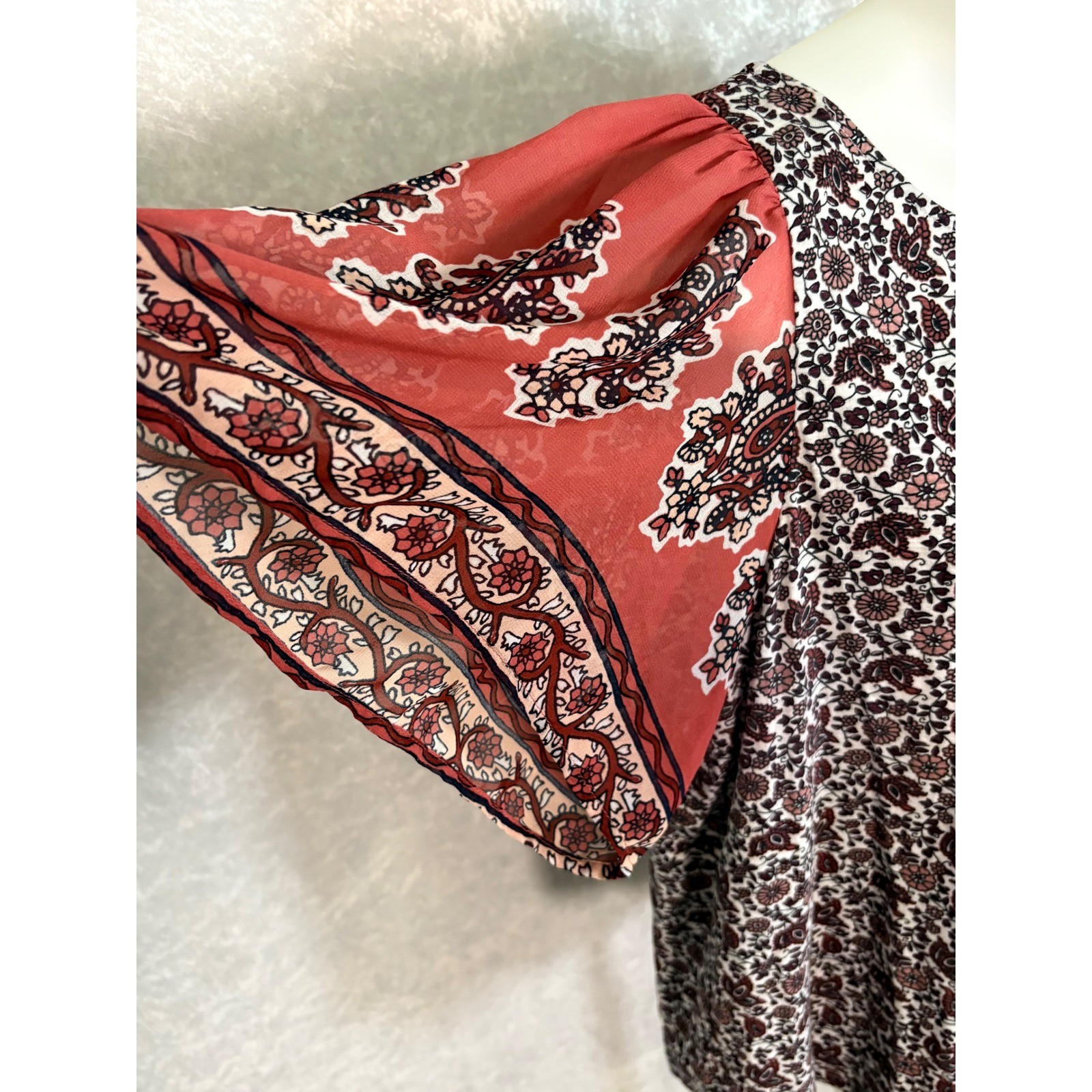 Lucky Brand Y2K Boho Fairycore Floral Puff Sleeve Top Cottagecore Indie Sleaze