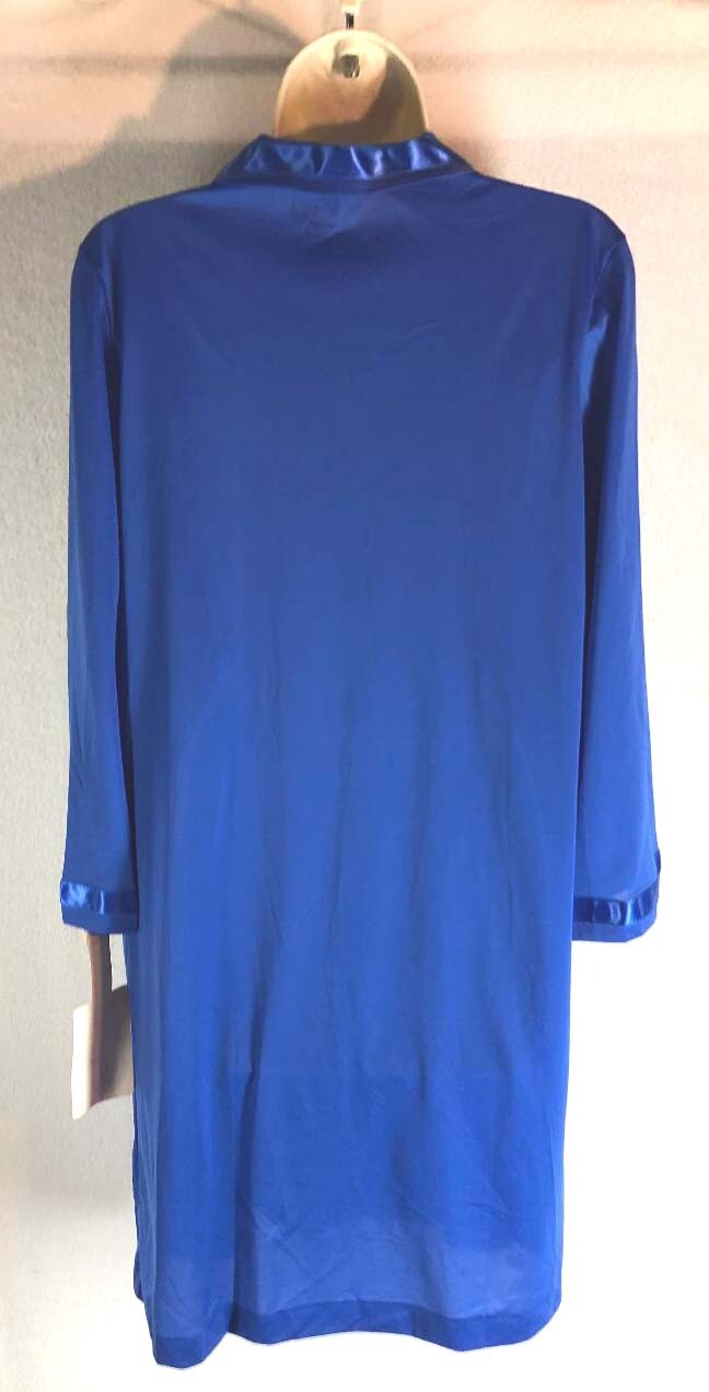Vintage Henson Kickernick robe sz S 100% Nylon Button Front Royal Blue NOS