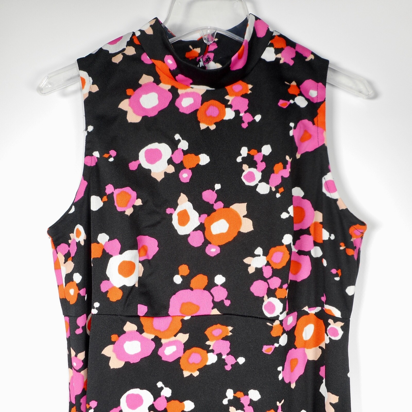 VTG 70s Original Black Fun Flower M L 10 Maxi Dress Mod Handmade Pink Hippie