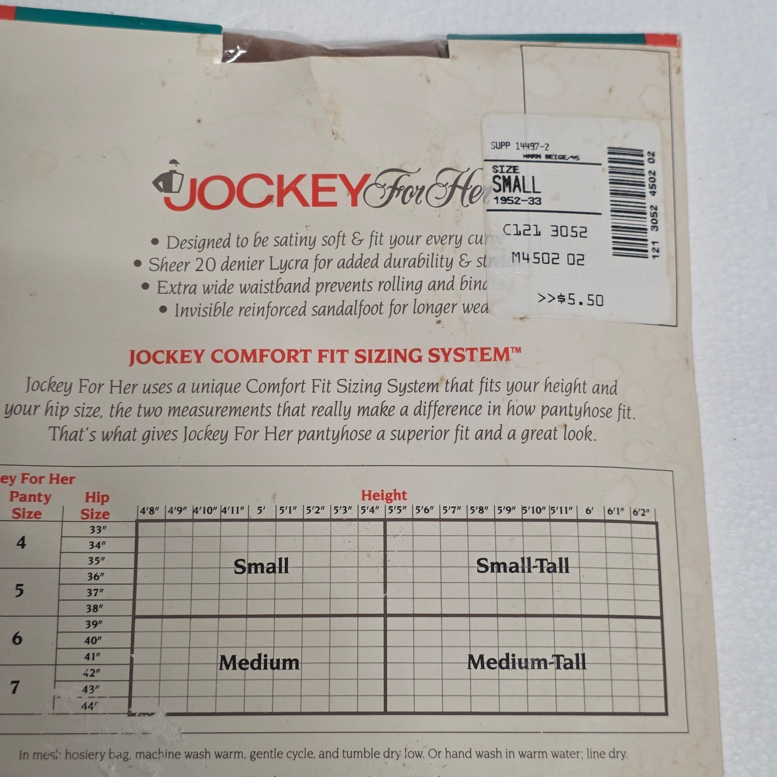 2pk Vintage Jockey For Her Pantyhose Small Chestnut Warm Beige Control Top 1950