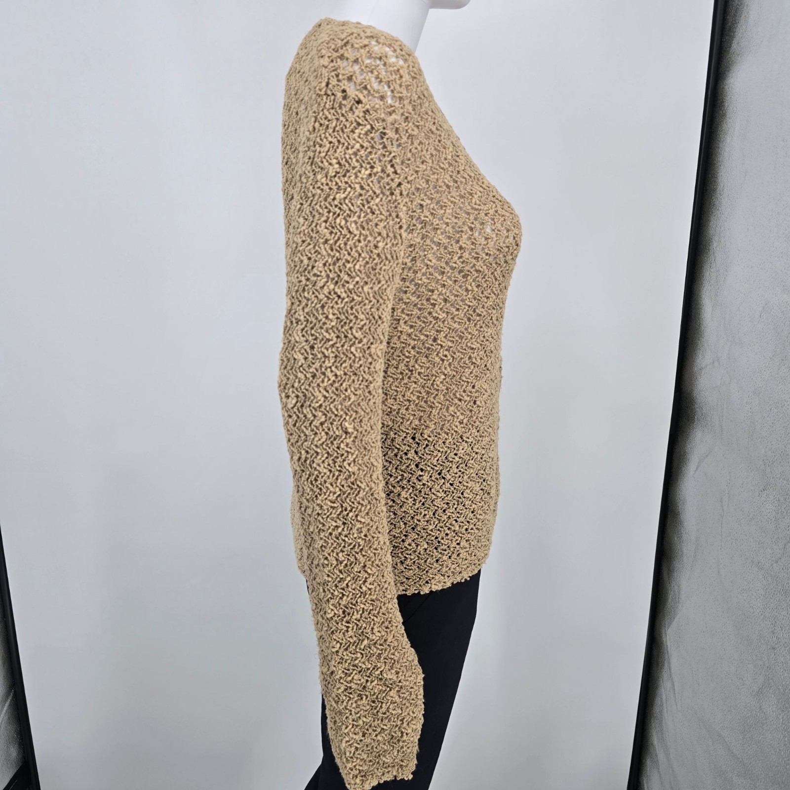 Vintage 1960s Majestic Women’s Boho Open Knit Button-Front Cardigan Sweater (M)