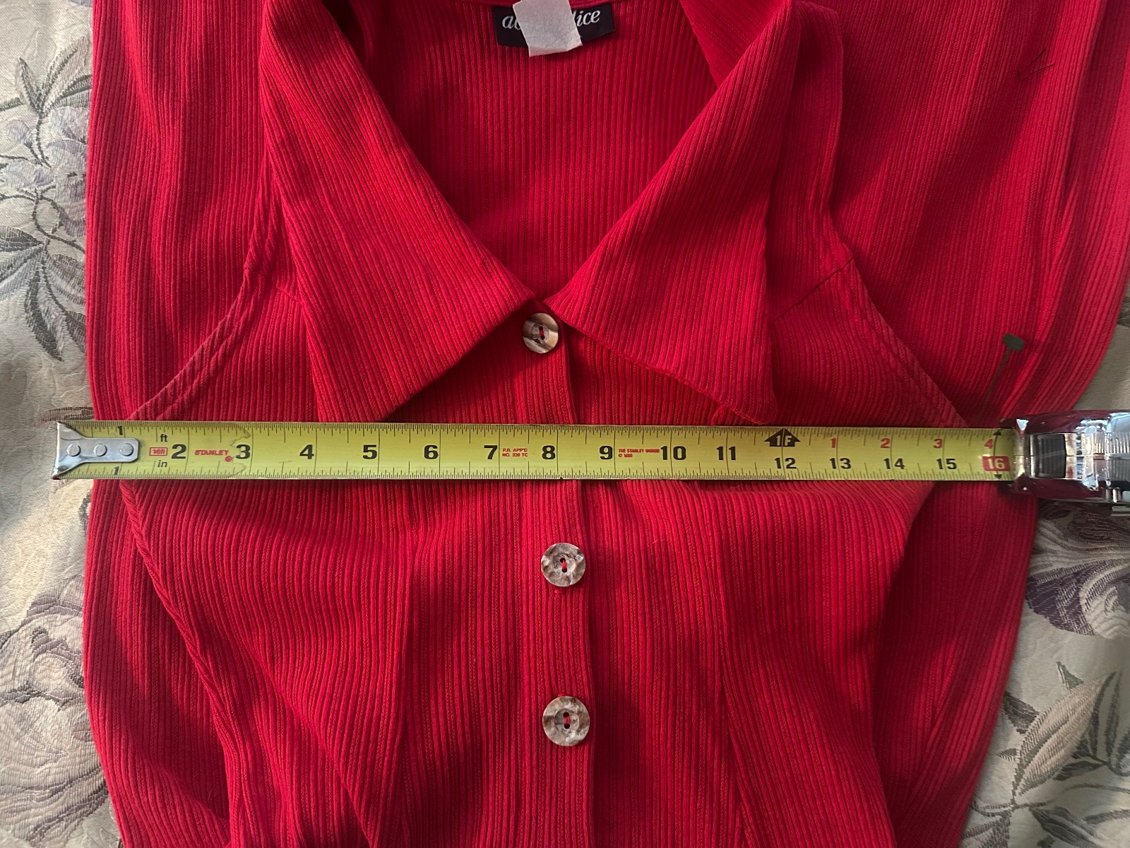 Vintage 100% Cotton Womens Button Front Maxi Dress Red Classic Sundress XS