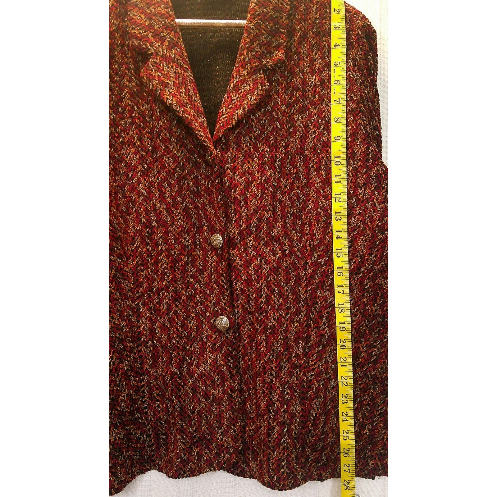 Vintage Serbin Women’s Burgundy Button Front Chenille Blazer Jacket-Size XL