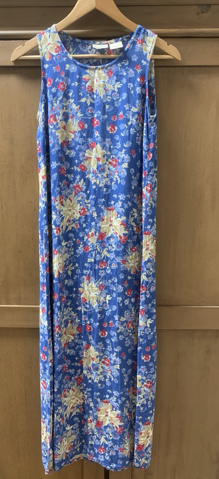 Vintage Bobbie Brooks Floral Print Maxi Dress Blue/Red Sz S (4/5) Cottage Core