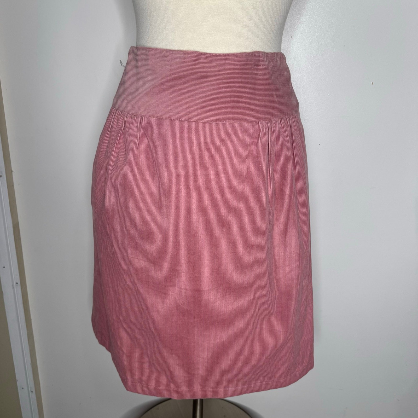 VTG 90s Agnes B Paris Mini Corduroy Mauve A-Line High Waist Skirt Size 40