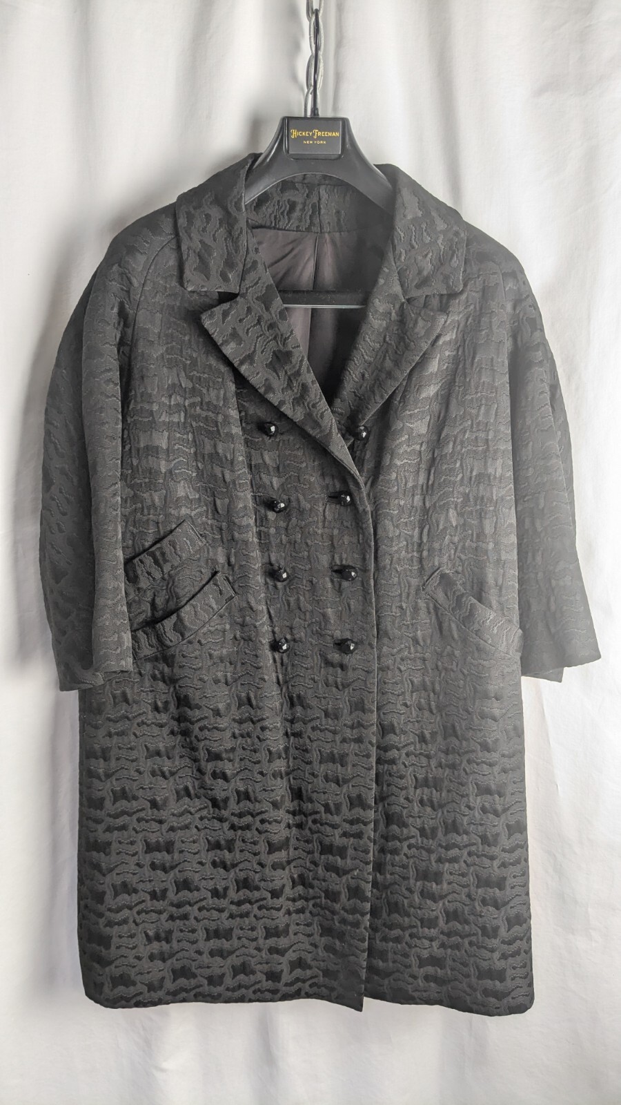 Vtg 1960’s HILLMOOR Black Embrycord Holiday Jacket Coat Breakfast At Tiffany’s