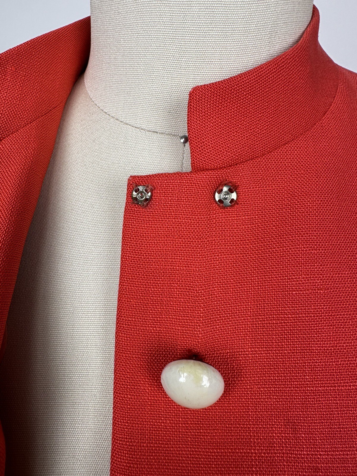 Vintage 1960s Geoffrey Beene orange Red Linen Dress Mod GoGo As Is 60s Designer