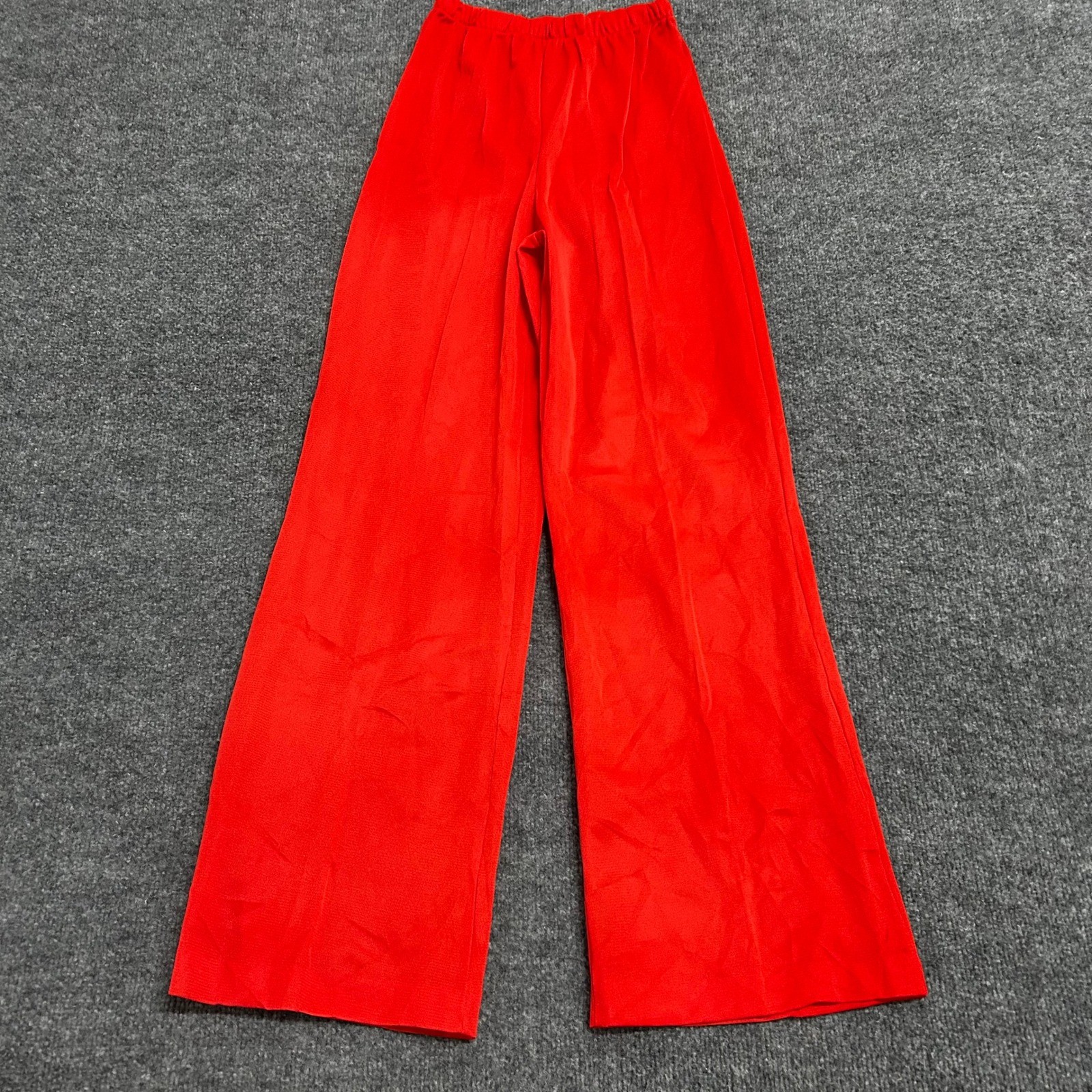 Vintage Pants Womens Size 10 Red Wide Leg Elastic Waist Made in USA Retro Casual