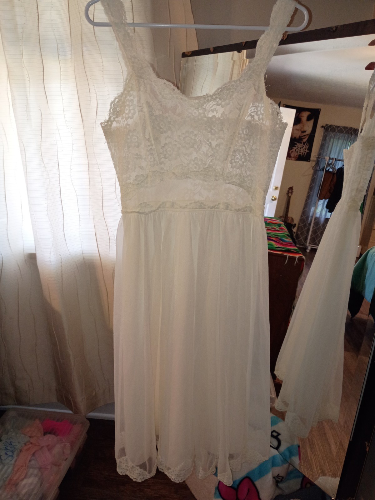 1960s Shadowline White Lace Nightgown Lingerie