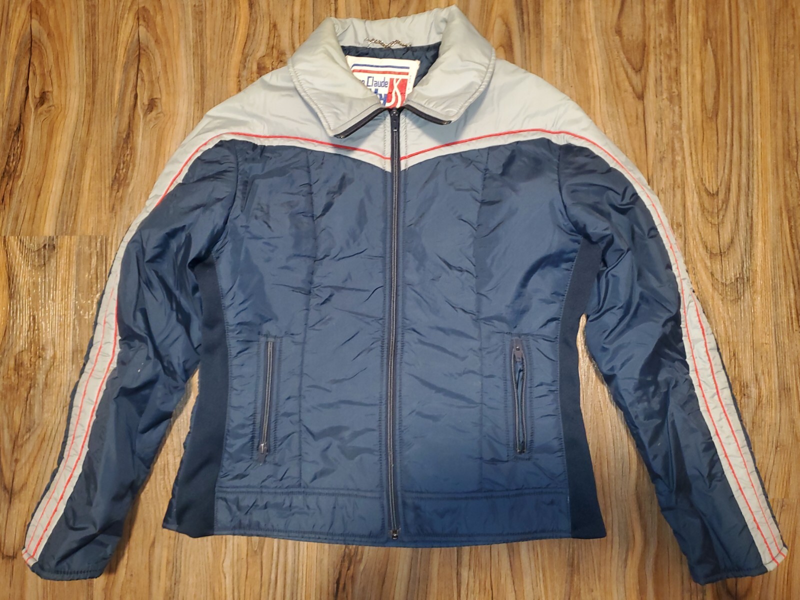 Vintage Jean Claude Killy Ski Jacket Ladies Size Junior 16 Blue Gray & Red EUC