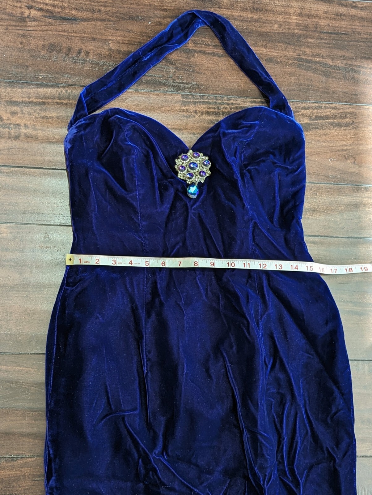 L Magnin Eugene Alexander Royal Blue Purple Crystal Applique Long Dress Size 12
