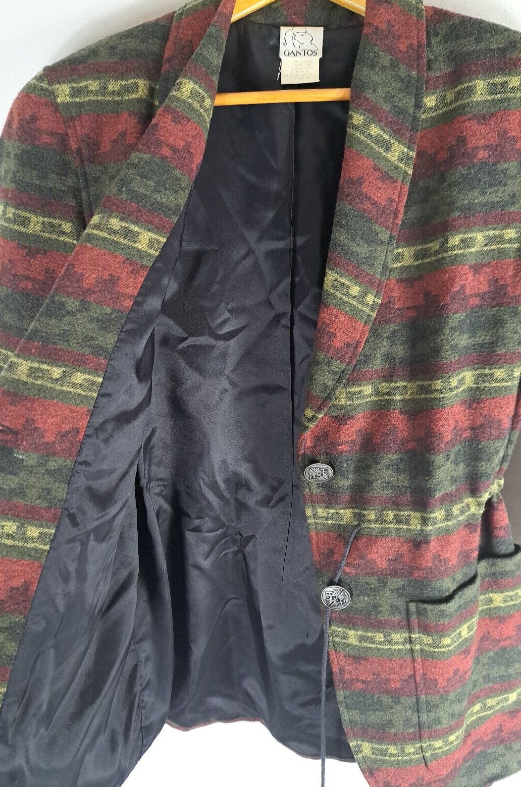 Women’s VTG Southwest Blazer Gantos Drawstring Waist Metal Buttons 80s Size M