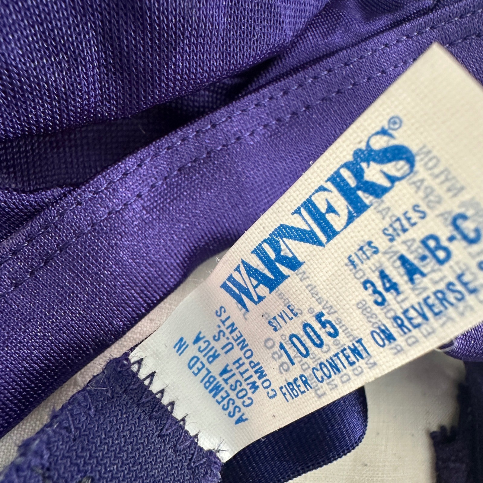 Warner’s Bralette Vintage 90s Purple Mesh Lace Wireless Bra 34 A-B-C Style 1005