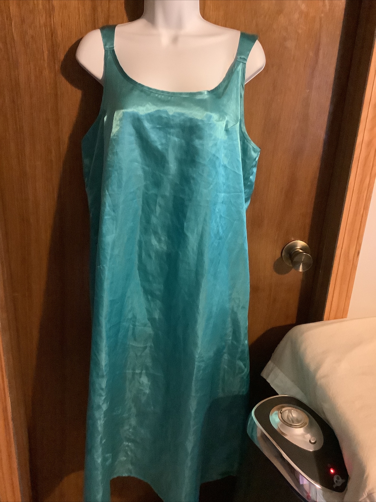 Vintage Midnight Velvet Teal Silky Nightgown Women’s Large