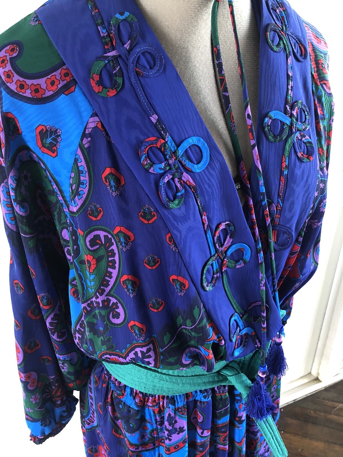 Vintage Georgette 80’s Diane Freis Jewel Toned Floral Paisley Boho Dress