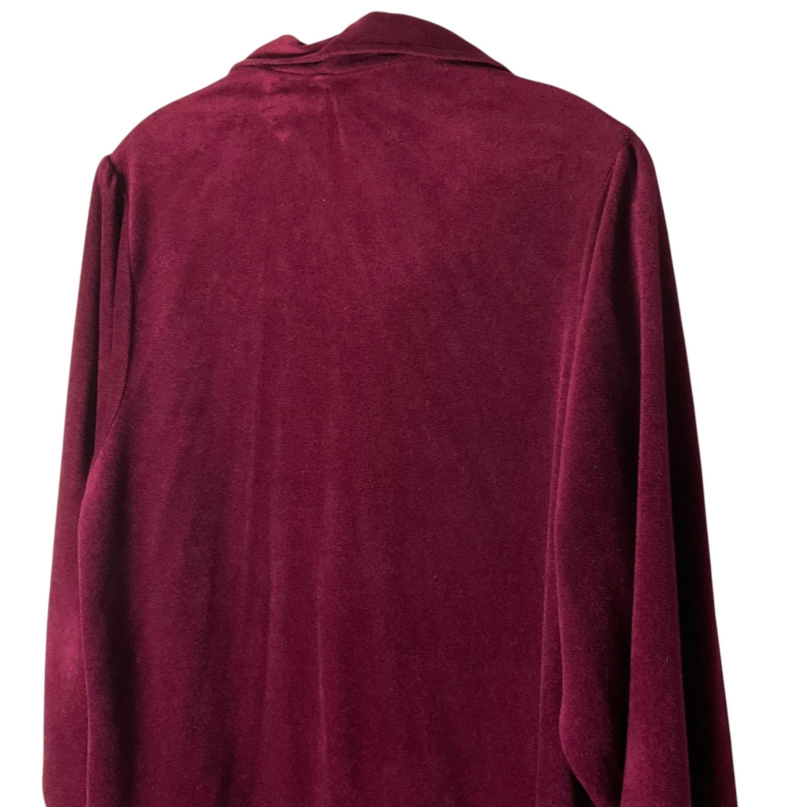 Evelyn Pearson Vintage Velour Robe Burgundy Zip-Front Long-Sleeve Lounger Dress