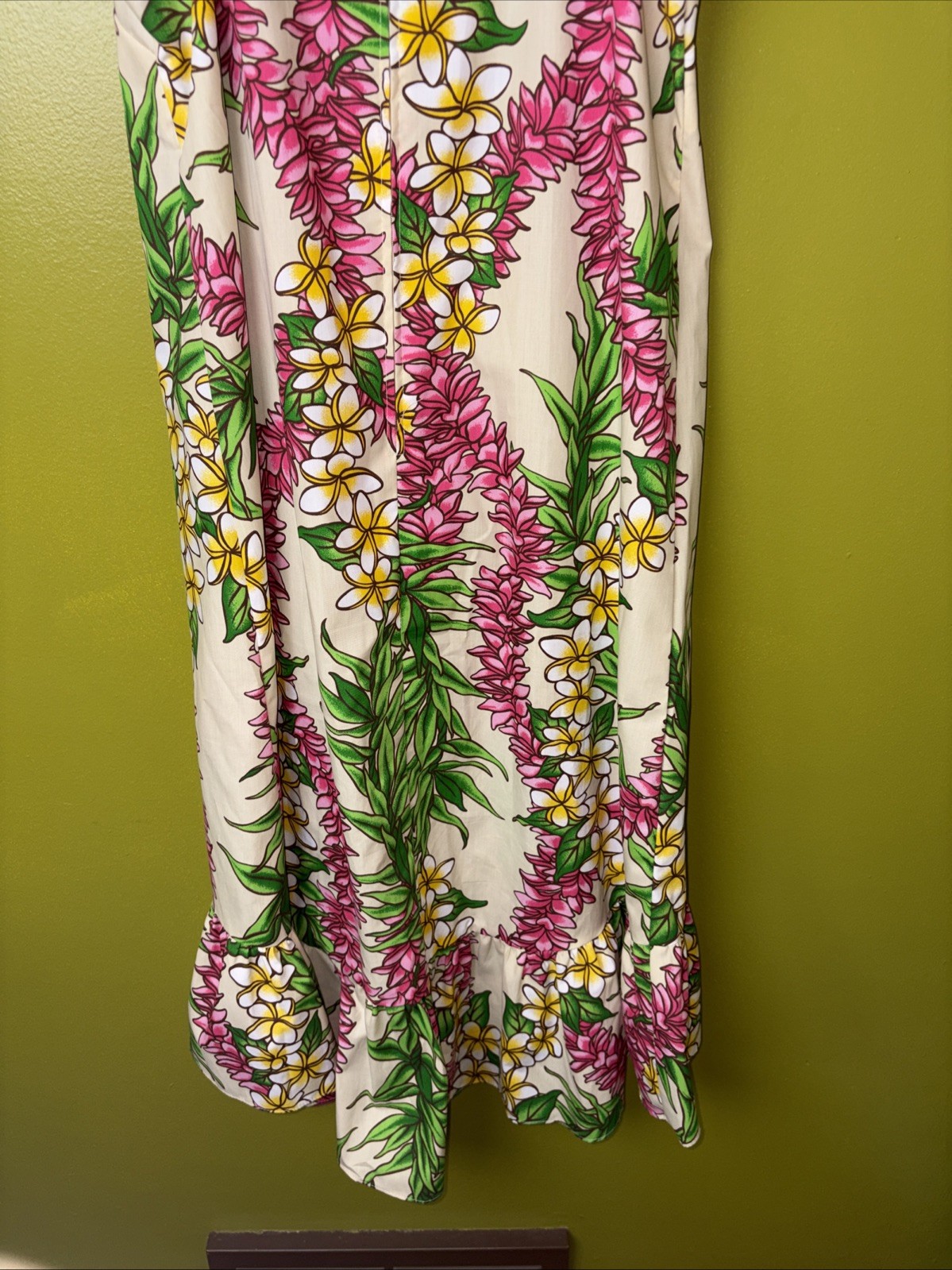 Vintage me-too Hawaiian Maxi Floral Dress USA Puff sleeves off shoulder medium