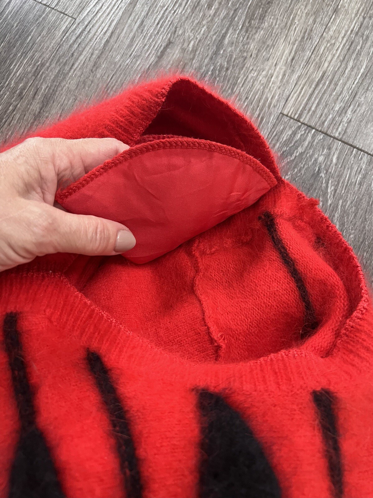 Vintage Dolman Sleeves Red Angora Sweater Big Star, Korea. So 1980s! Soft Fuzzy