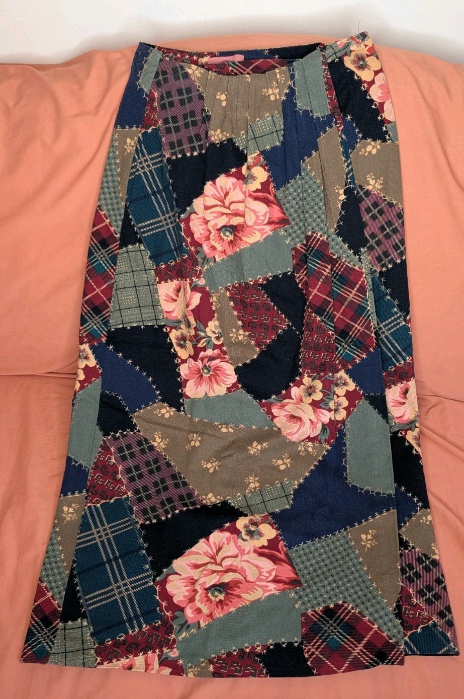 Vntg 90s Wrap Skirt Cambridge Dry Goods Patchwork Cotton Cottagecore Boho Maxi L