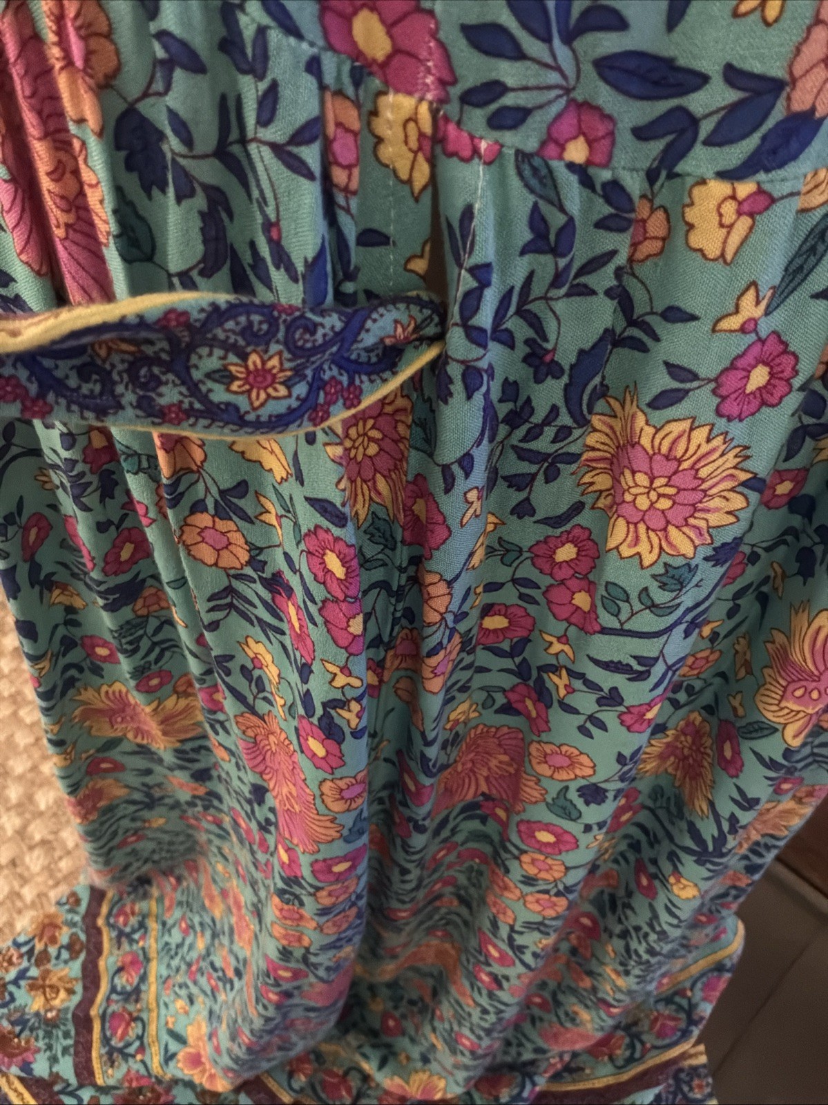 VINTAGE Hippie Women’s Wrap Dress Floral V-Neck Tiered Hemline Boho Size XXL