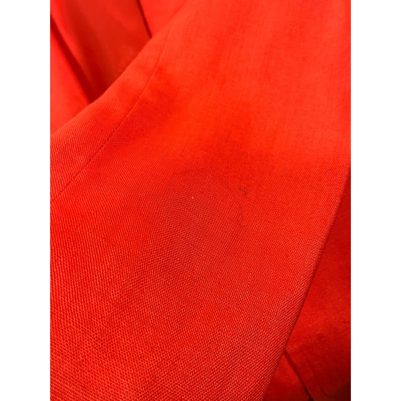 Talbots Linen Suit Set Women 12 Orange Blazer Midi Skirt Vibrant Career Wear