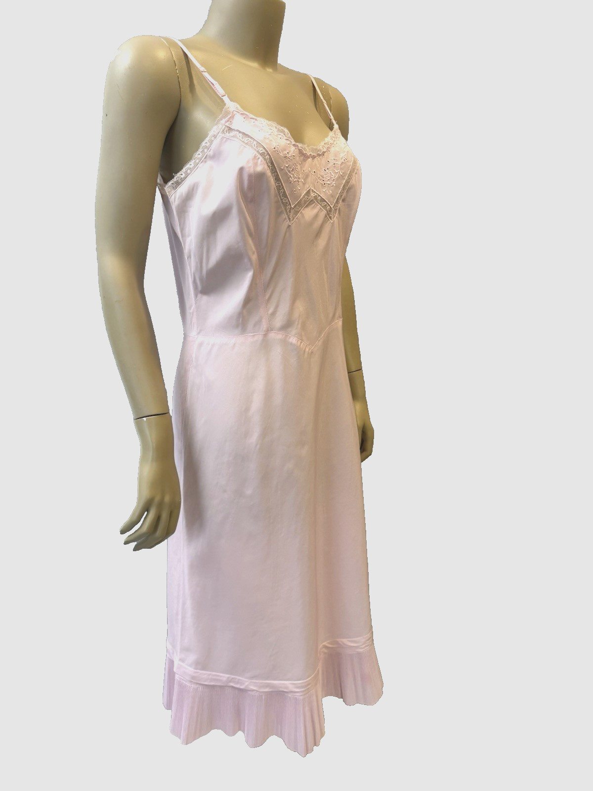 VTG BARBIZON Full Slip Dress Endear Tafredda, Crystal Pleats, Pink Sz M/L Grunge