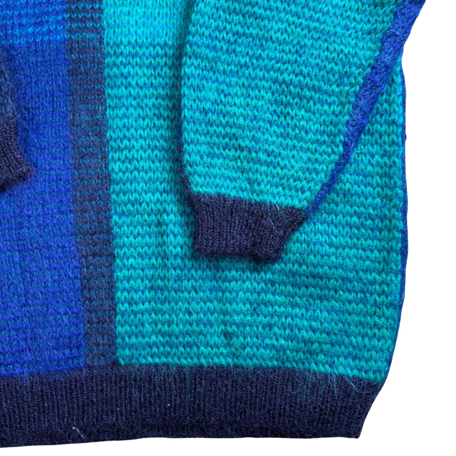 Mohair Blend Sweater Women Medium Blue Purple Colorblock Retro Vtg Paul Harris