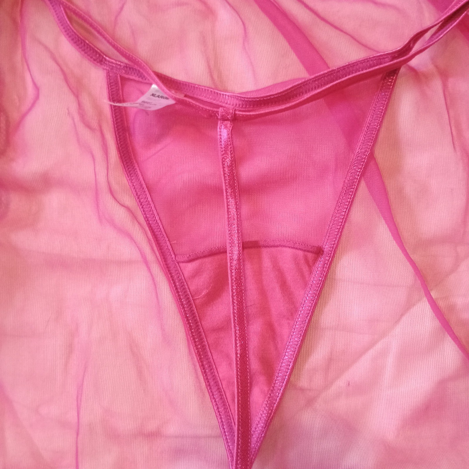 Frederick’s of Hollywood Babydoll Lingerie Set w/ Thong Pink Lace Sheer XL NWOT