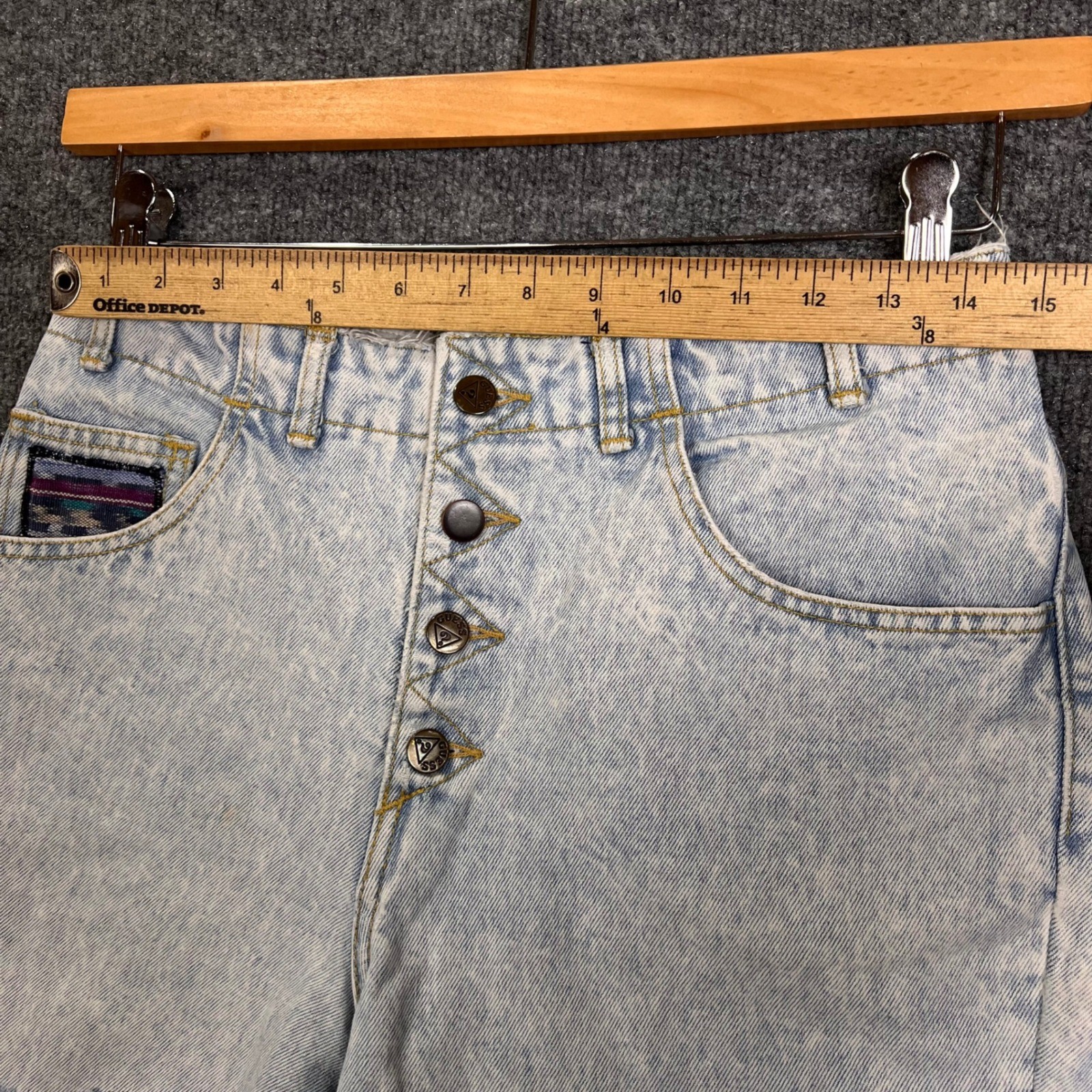 VINTAGE RARE Georges Marciano Guess Denim Shorts 31 Patchwork Acid Wash Cutoff