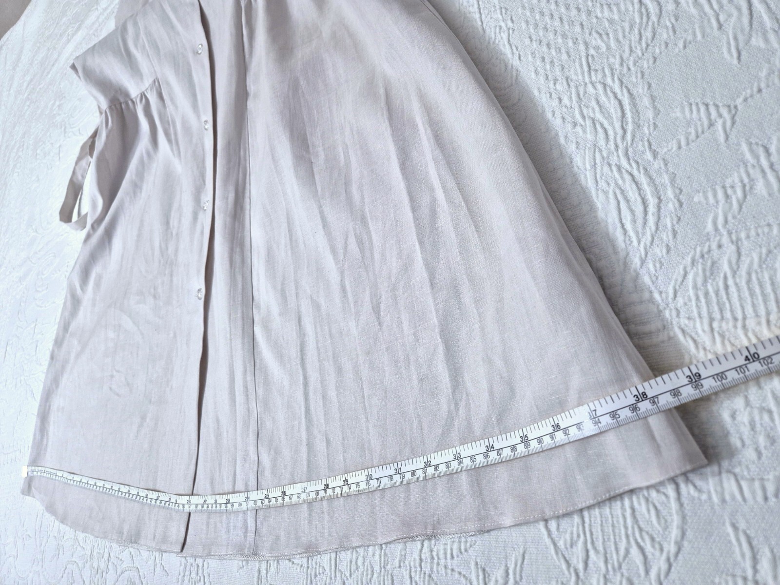 vintage dress ussr women’s dress robe made of linen with embroidery Ivanovo