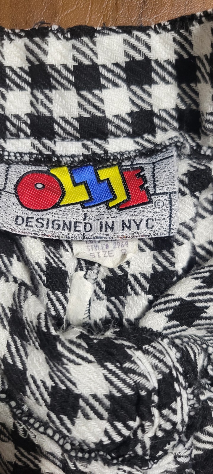 Vintage Ollie New York City Fashion Designer Size 9 Black White Checkered Pants