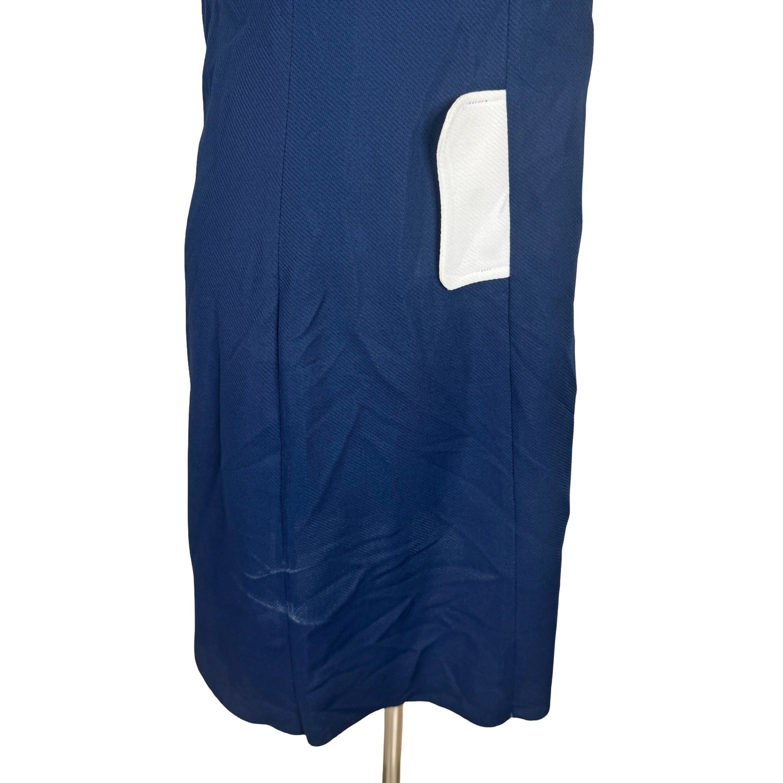 Vintage 60s 70s Mod Nautical Sailor Dress Blue Crimplene Upcycle Sewing Project