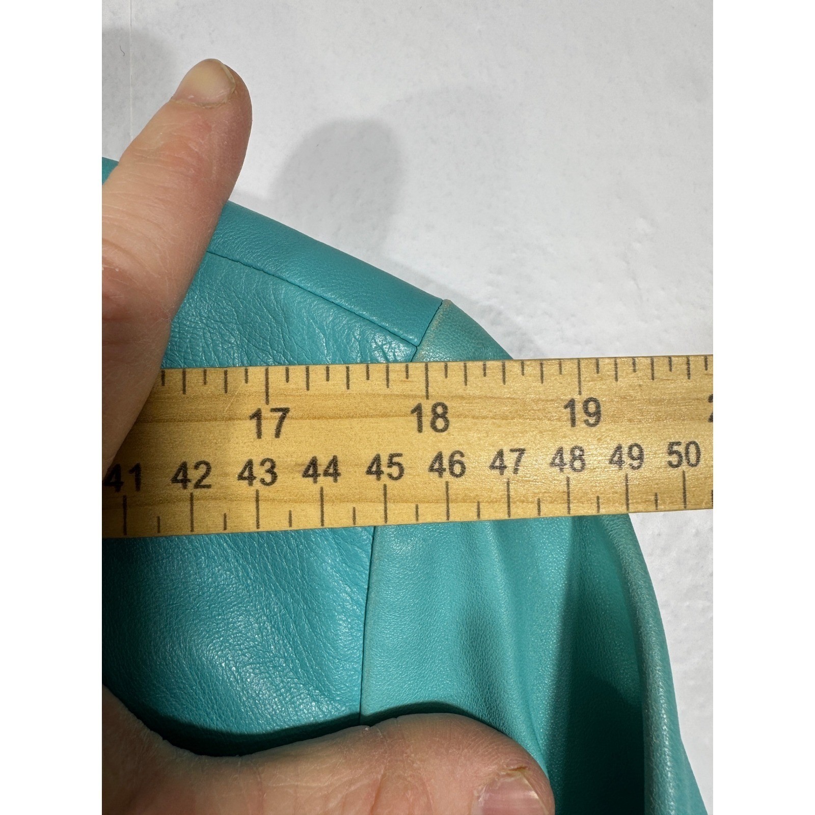 Badgley Mischka Vintage Teal Leather Jacket Silk Lined Cropped Tie Waist Sz M/8