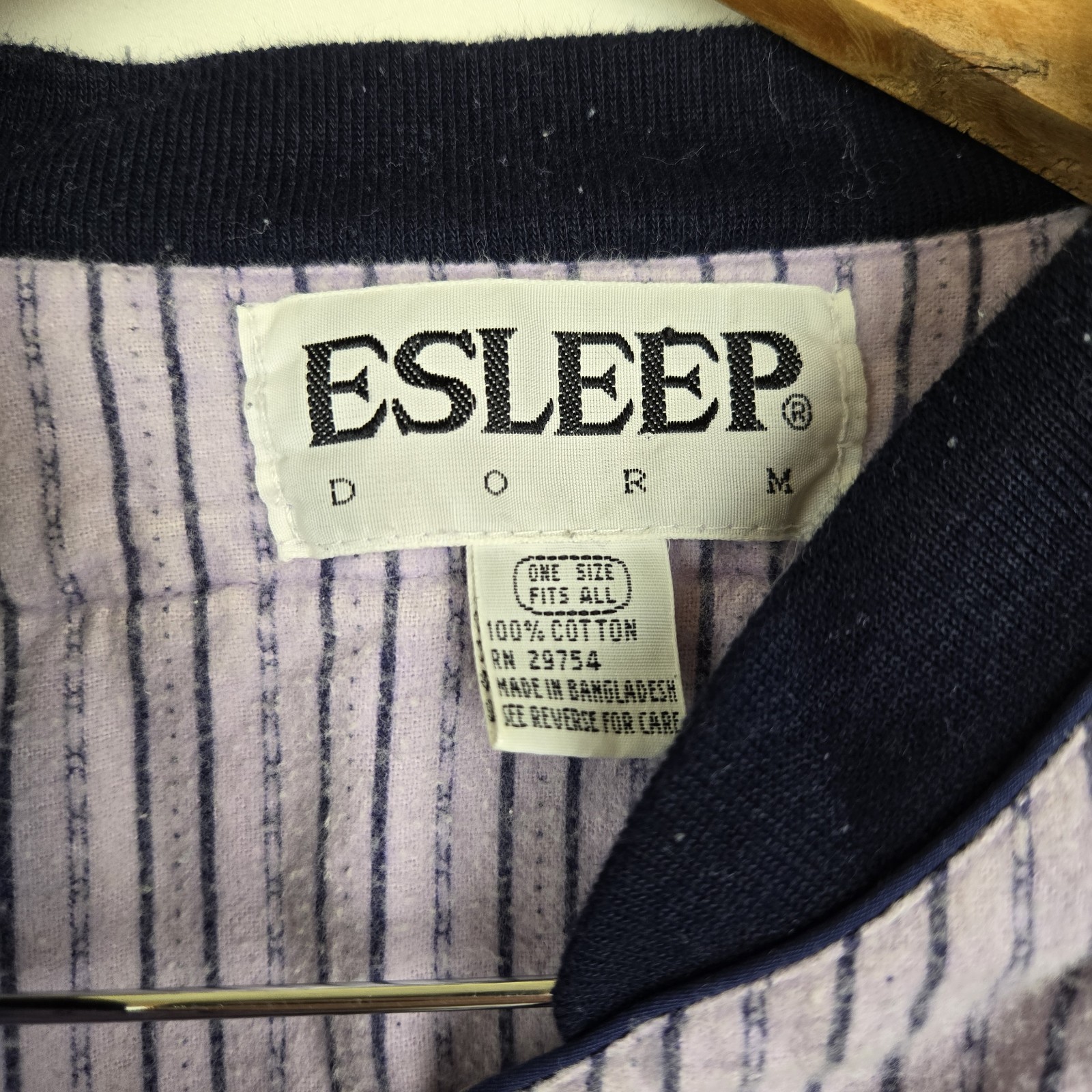 VTG ESLEEP Nightshirt Jersey Pinstripe Cotton Pajamas One Size Baseball. Flaws