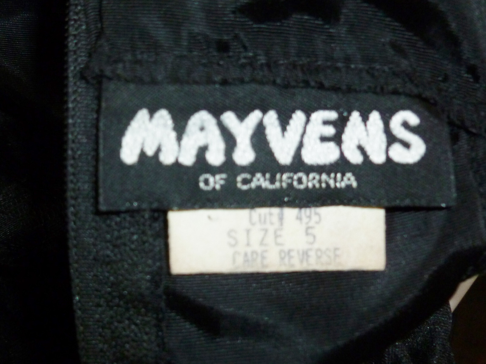 Vintage 80s Mayvens California Bodycon Dress Cocktail Black Puff Sleeve Choker S
