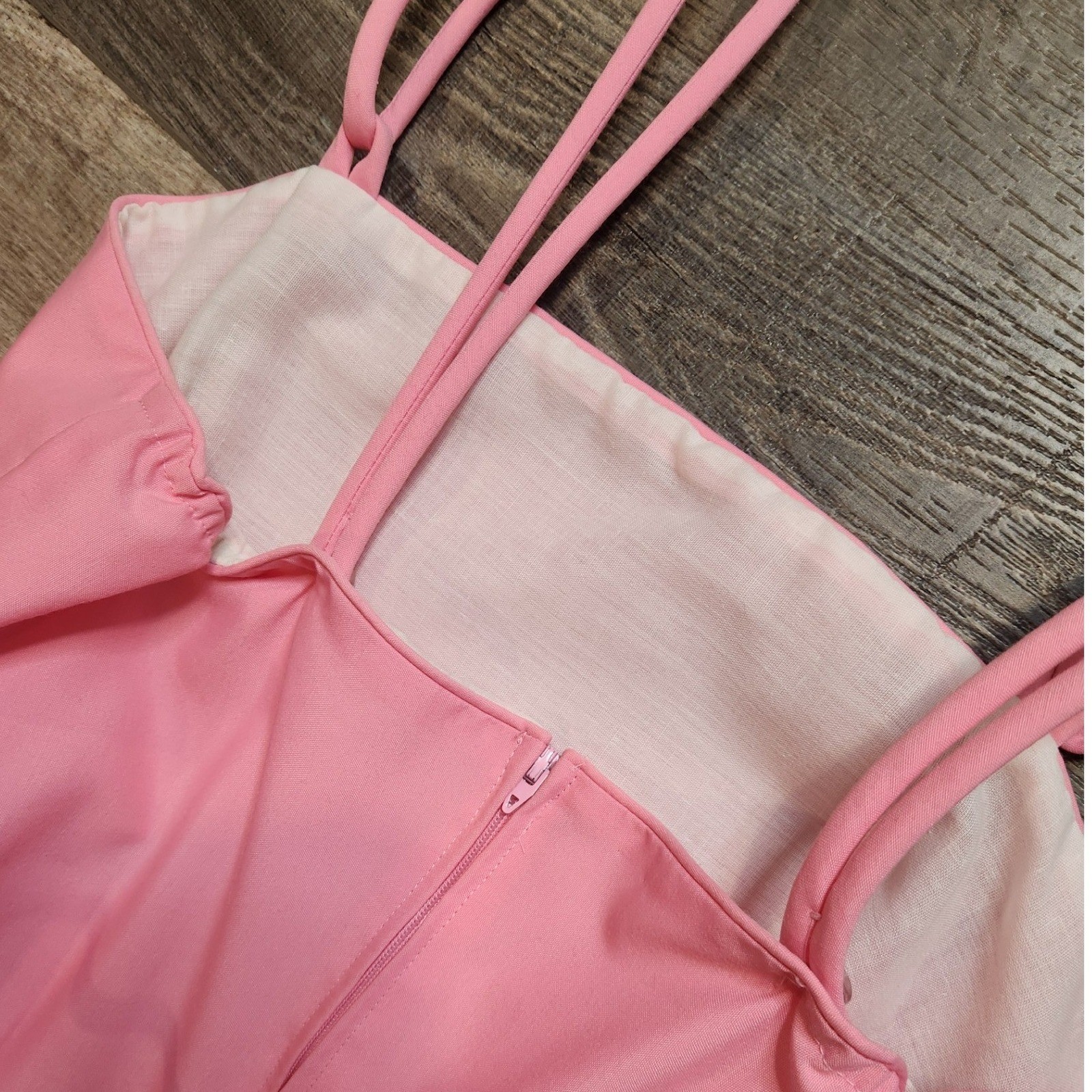 Jenni Vintage Sundress Women XS Pink Pastel Colorblock Excellent Fit Flare 70s