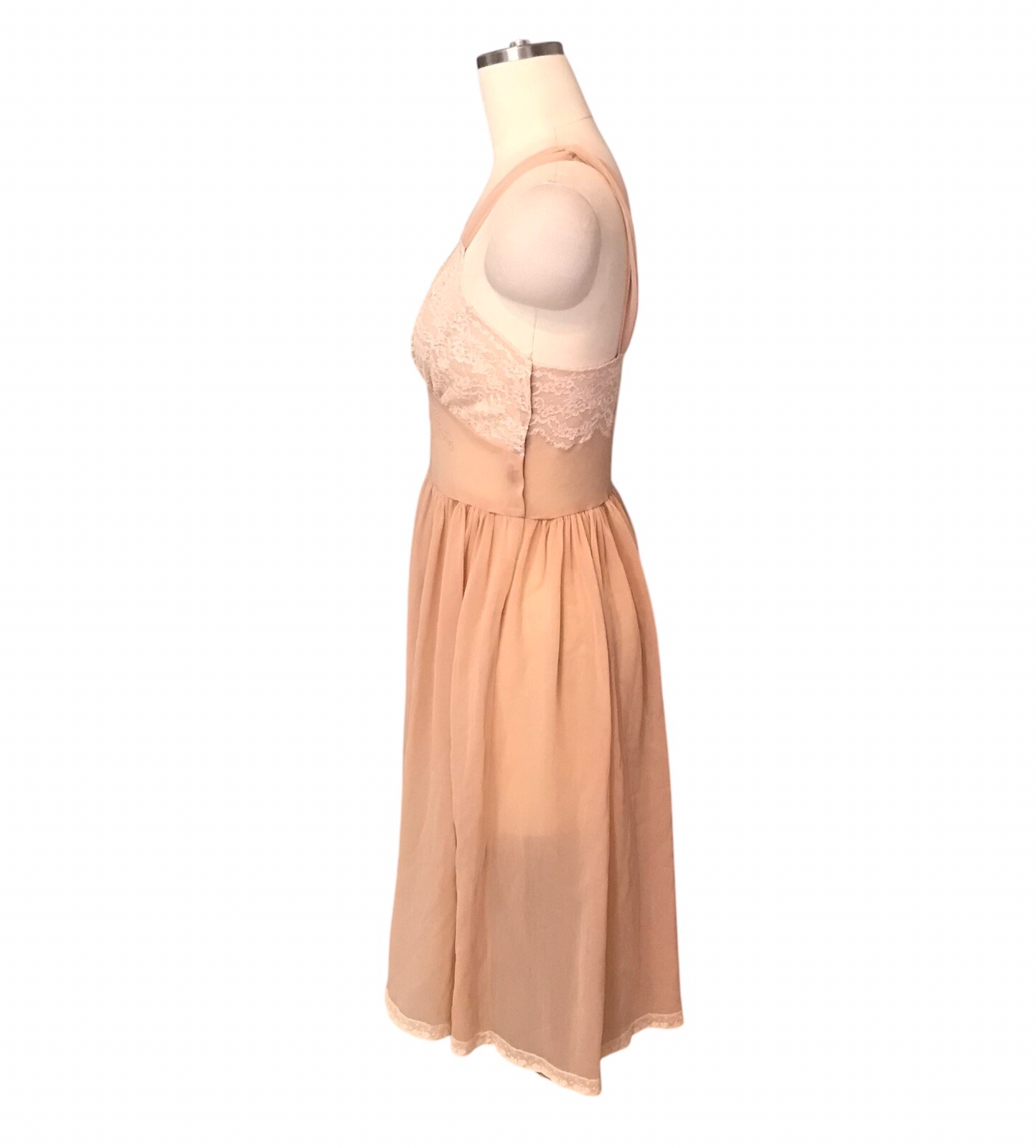 VTG Chiffon Babydoll Peignoir Set Sheer Lace Ruffle Romantic Victorian Women’s S