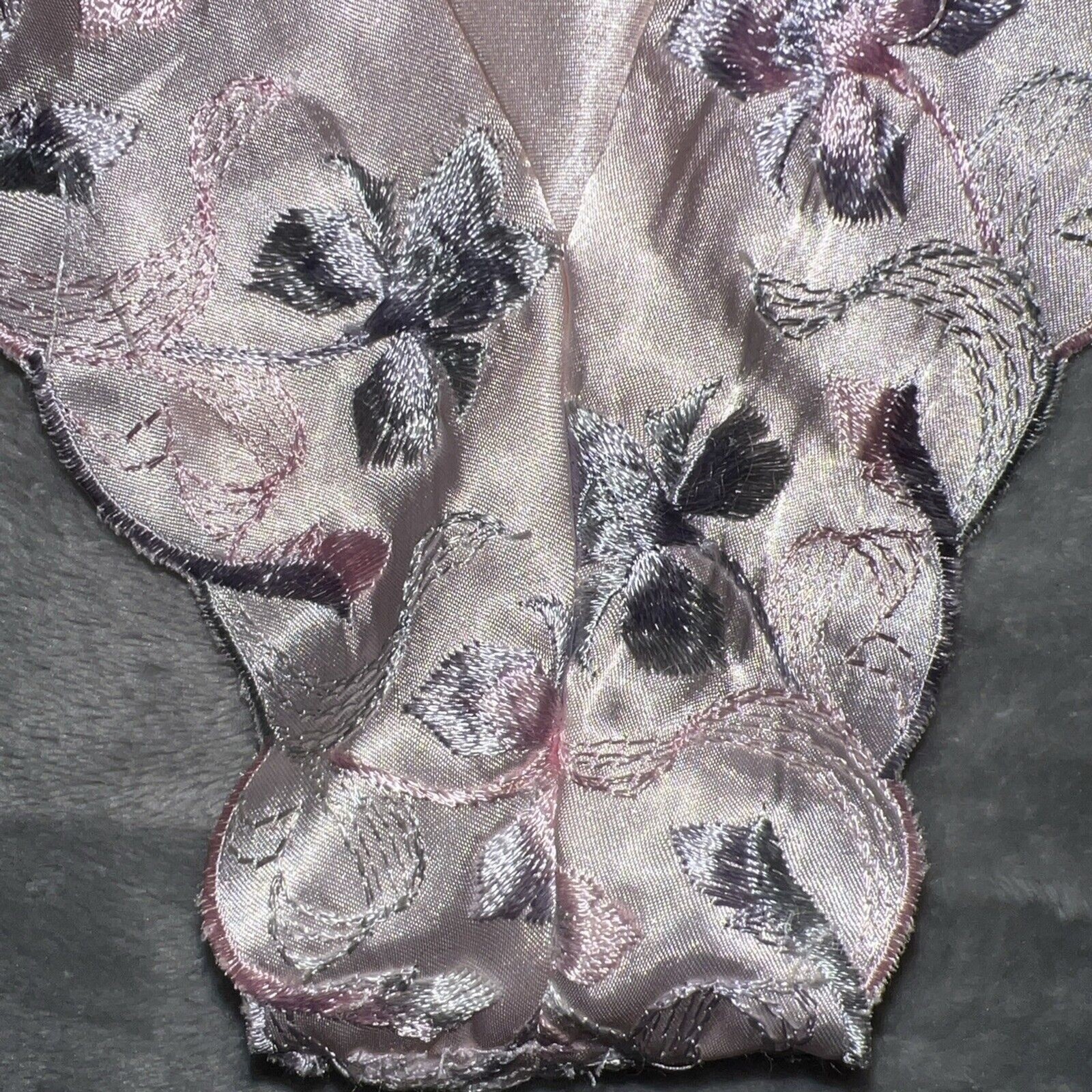 Shirley Of Hollywood Vintage 80s Lingerie Satin Flower Embroider 1 Pc USA Made