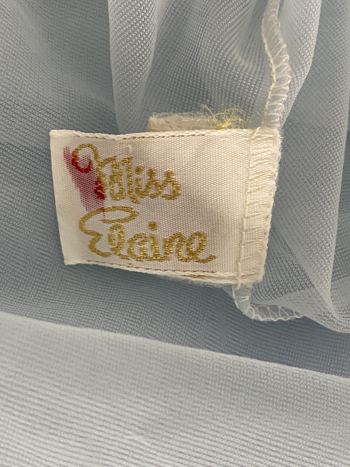 Bliss Elaine Womens Robe Size Large Blue Open Front with Tie Lace Sheer Vintage