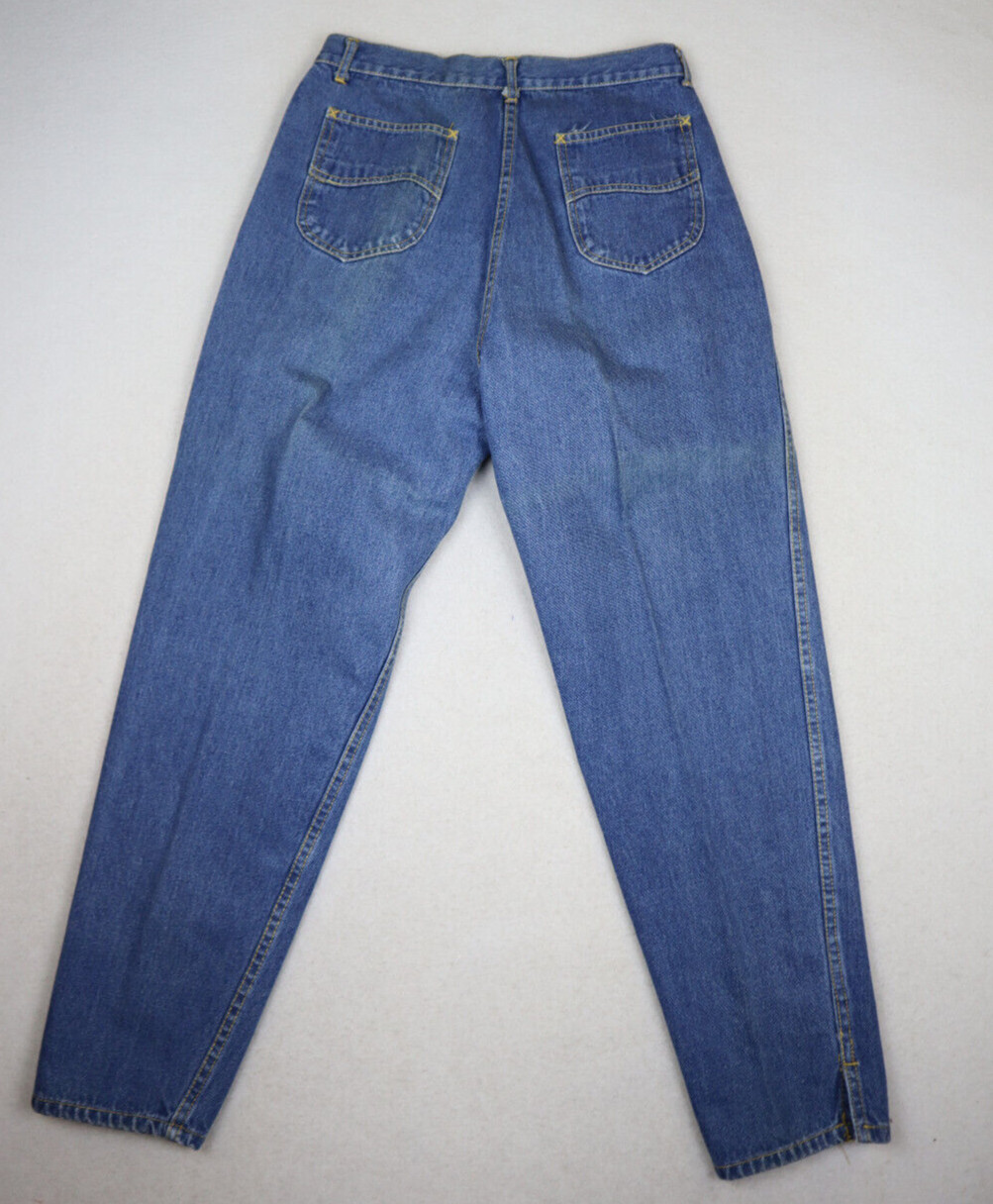 VINTAGE 80s WOMEN’S PLEATED HIGH RISE MEDIUM WASH JEANS – CLIPPER – SIZE 11/12
