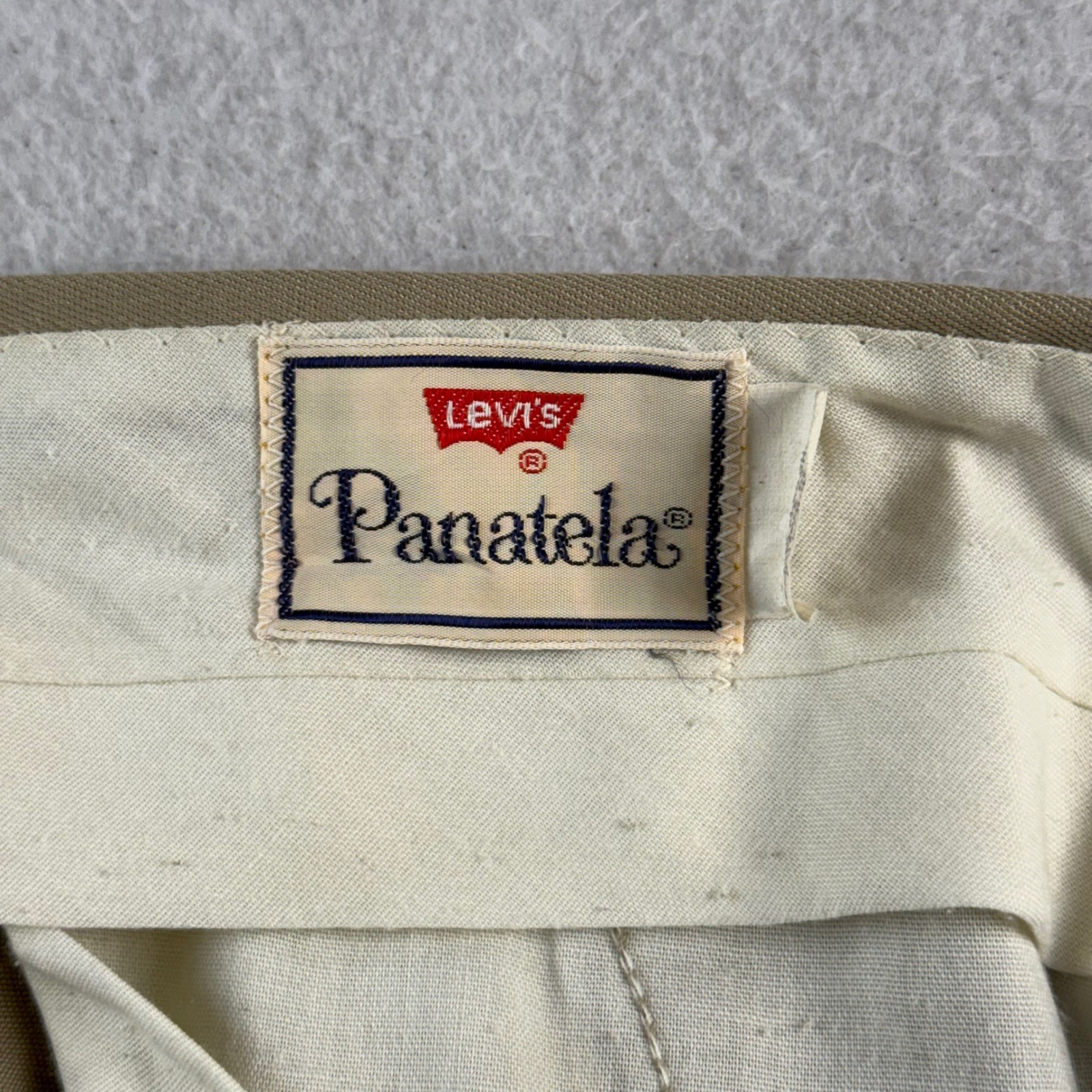 Vintage Levis Panatela Tan Khaki Flare Leg Trousers 70s Wide Leg Pants 31×30
