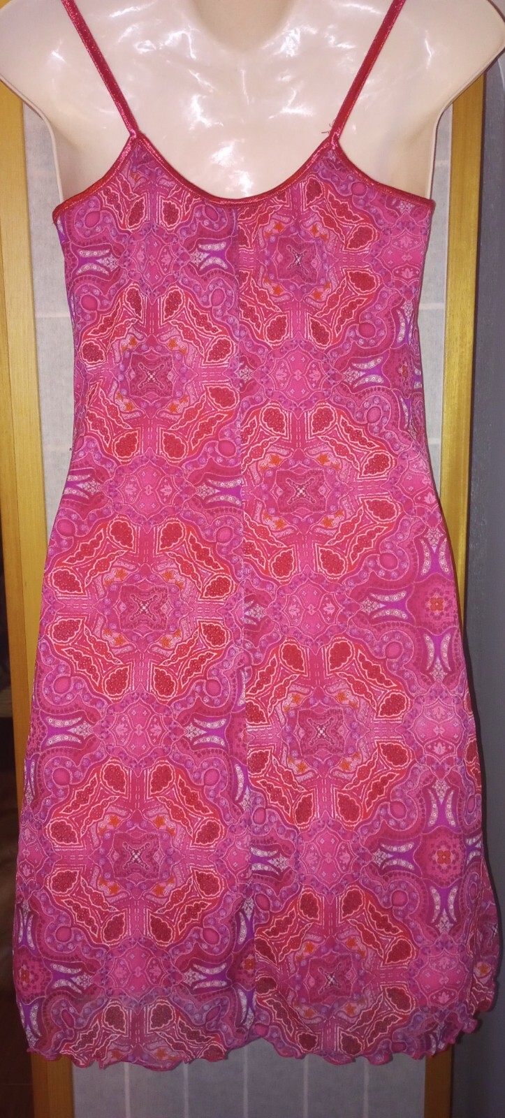 Vintage Byer Too! California Y2K 90s Sz Med Red Paisly Slip Dress Juniors Ladies