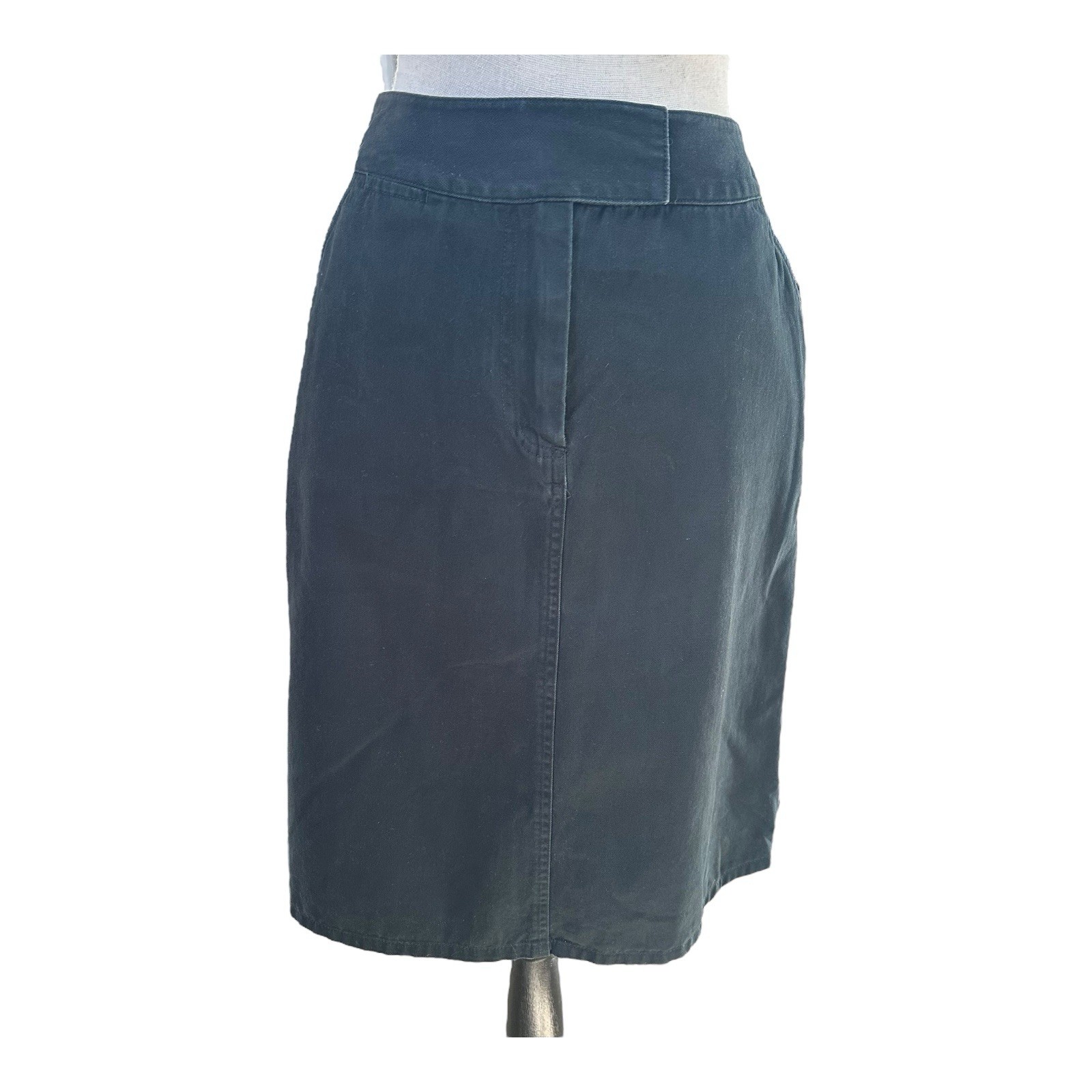 Vtg Marsh Landing Black Cotton A-Line Skirt Made in Hong Kong Sz 6 80s 90s