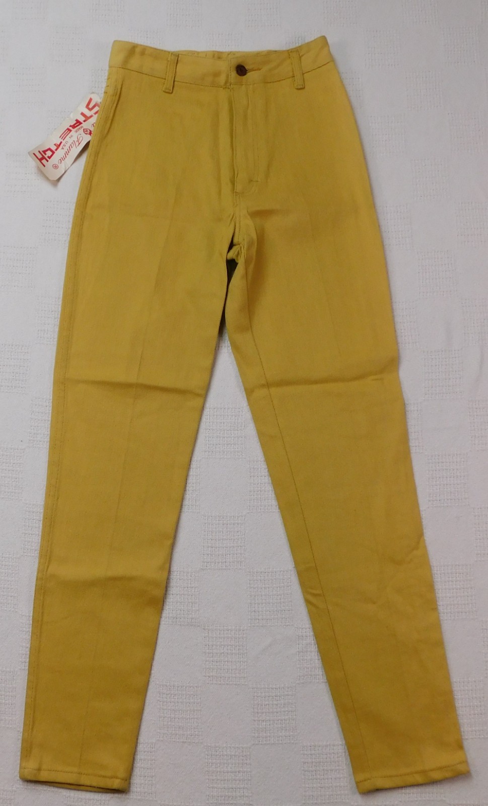 Vtg La Flamme Paris New York High Waist Jeans Womens 5 Yellow Deadstock 70s-80s