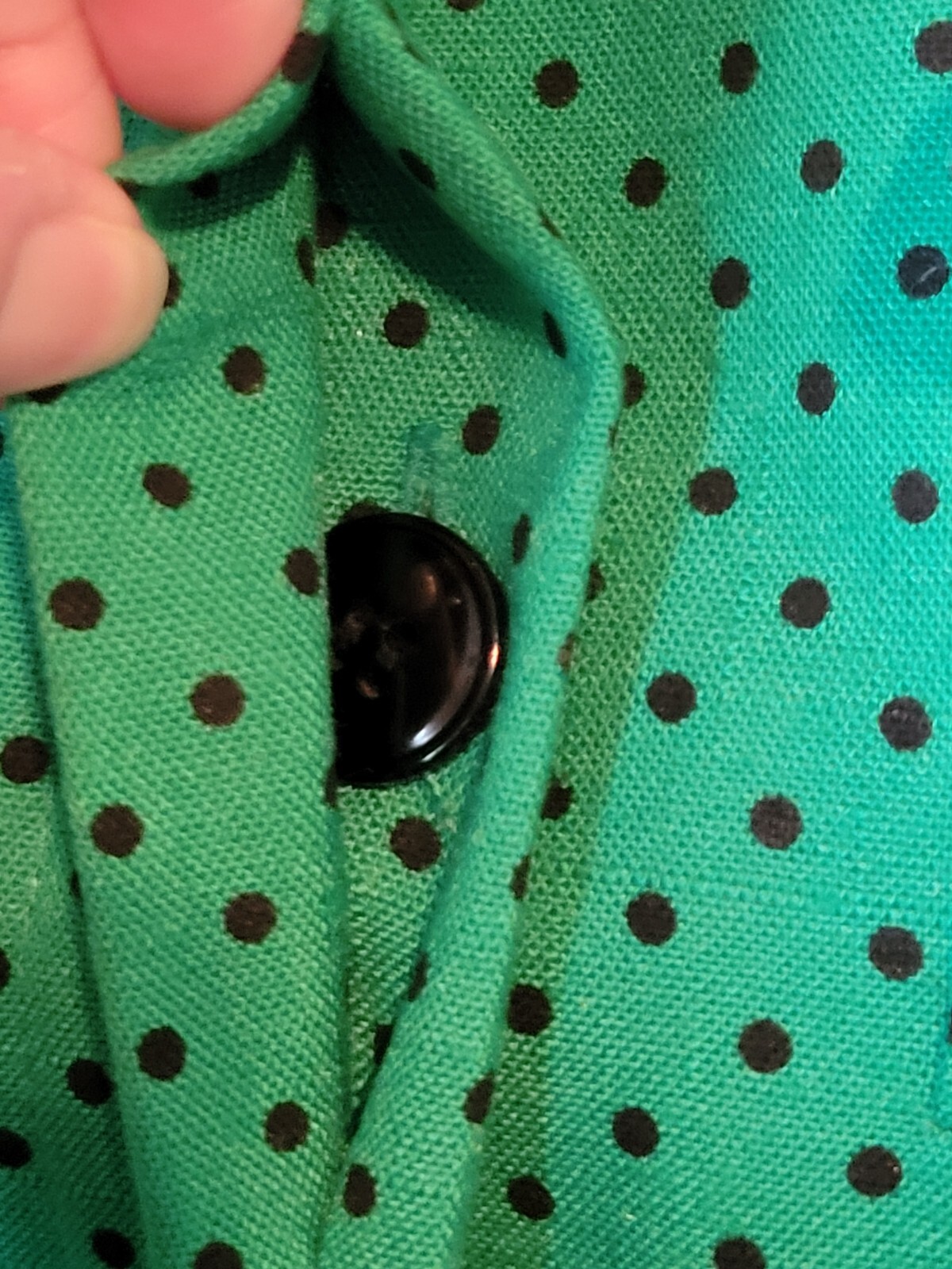 50s Style Jacket Green w/ Black Dots, Shortsleeve Button By Kasper for ASL Sz 4P