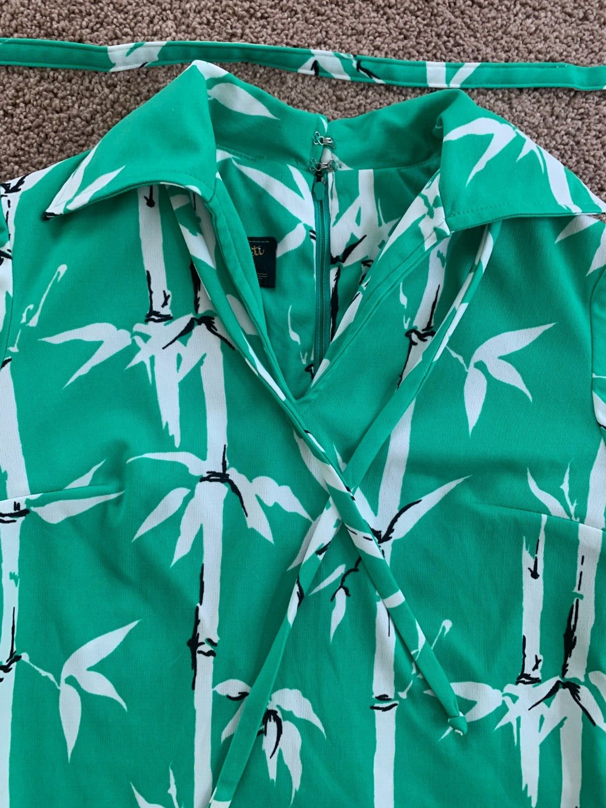 Vintage Marco Donati Green Floral Knit Top W/Belt Size 6/32″ Chest