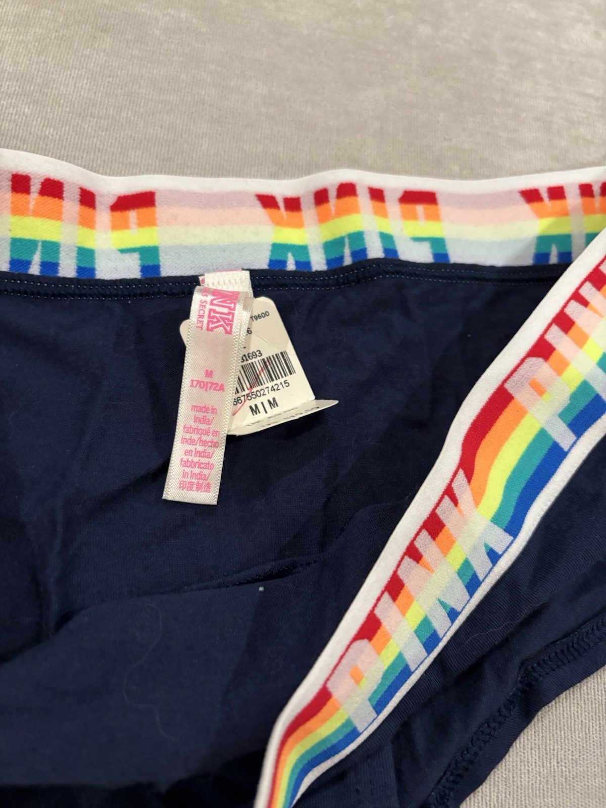 Victoria’s Secret PINK Logo Bikini Hipster Rainbow Pride Panties Women Sz M