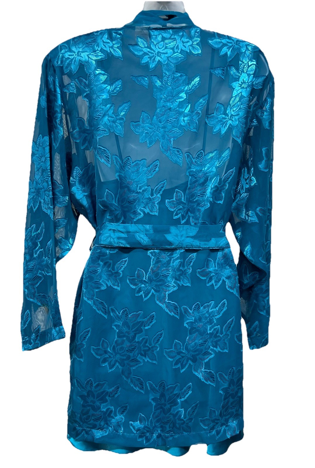 Vtg Victoria’s Secret Sz M Gold Label 2pc Satin Nighie & Sheer Floral Robe Women